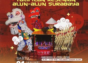 Pertunjukan Barongsai hingga Wayang Potehi, meriahkan Imlek di Alun-alun Surabaya