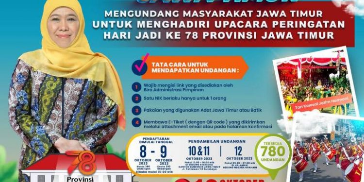 Upacara Peringatan Hari Jadi ke 78 Provinsi Jatim, Gubernur sediakan 780 undangan untuk masyarakat