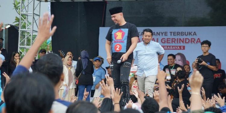 Hadiri Konser Indonesia Maju di Lapangan Kebraon Surabaya, ratusan warga siap menangkan Gerindra dan Prabowo-Gibran