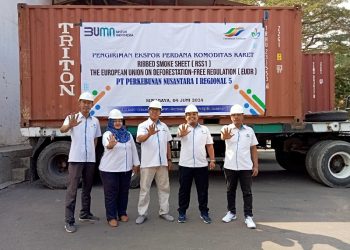 PTPN I Lakukan Pengapalan Perdana Karet RSS 1 EUDR ke Amerika