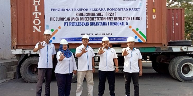 PTPN I Lakukan Pengapalan Perdana Karet RSS 1 EUDR ke Amerika
