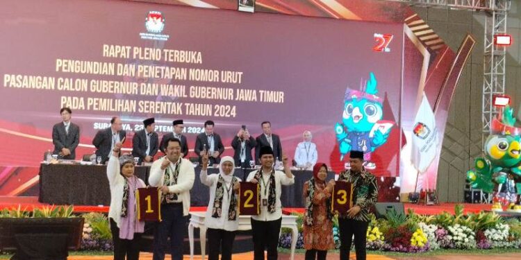Pilgub Jatim, Luluk-Lukma no 01, Khofifah-Emil no 02 dan Risma-Gus Hans no 03
