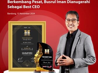 Transaksi Perbankan Internasional Bank Jatim berkembang pesat, Busrul Iman dianugerahi sebagai Best CEO