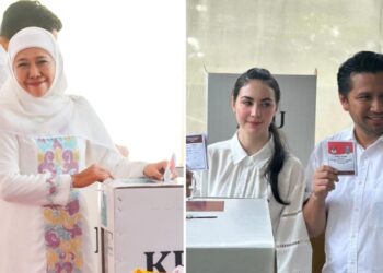 Khofifah gunakan hak pilihnya di TPS 19 SDN Margorejo, Emil di TPS 015 Margorejo Indah