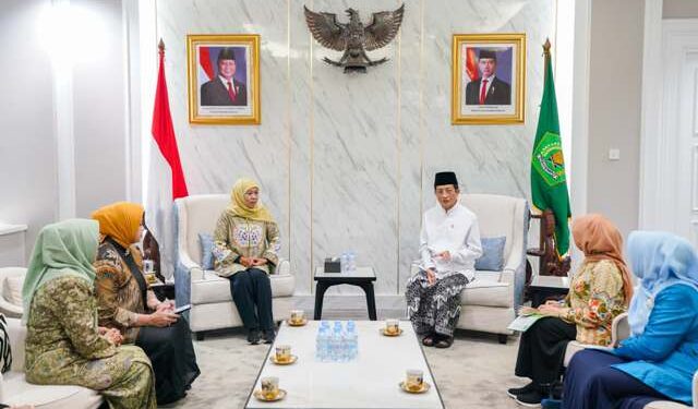Silaturahmi dengan Menag terkait akan digelarnya Kongres Muslimat NU, Khofifah: Kita juga utarakan akan luncurkan Mustika Darling dan Mustika Mesem