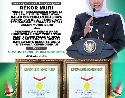 Raih dua penghargaan MURI , Gubernur Khofifah jadikan MPLS tahun ini ramah anak, edukatif dan anti bullying