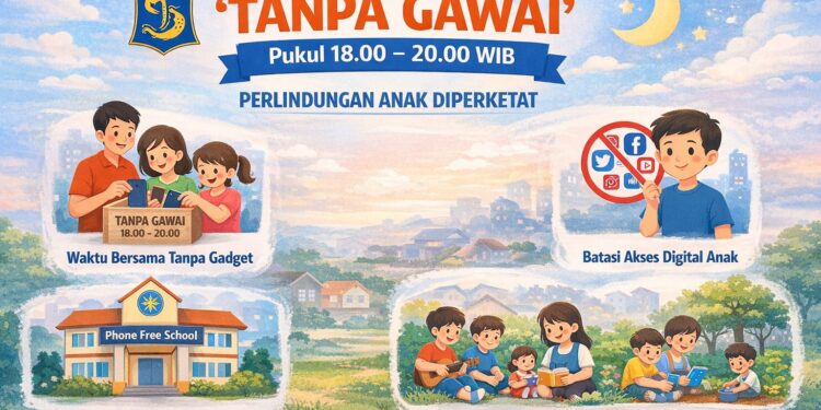 Surabaya Berlakukan “Tanpa Gawai” Pukul 18.00–20.00, Perlindungan Anak Diperketat
