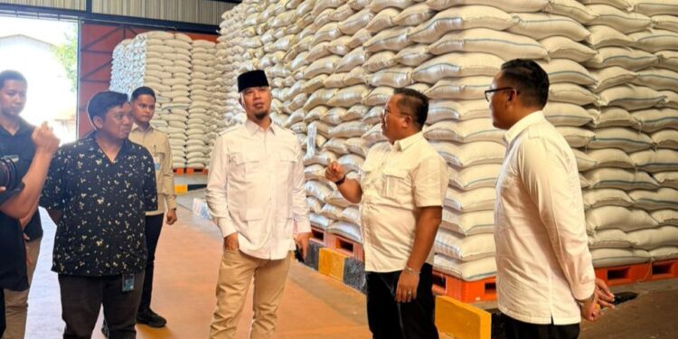 Ahmad Dhani Tinjau Gudang Bulog Sidoarjo, Stok Beras Jatim Aman hingga 18 Bulan