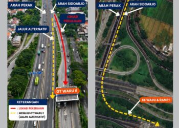 Akses GT Waru 6 Ditutup 6 Hari, Kendaraan Dialihkan ke Waru Ramp