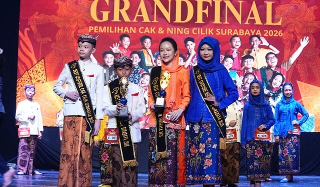 Resmi Terpilih! Cak Yusuf dan Ning Ara Sabet Gelar Cak & Ning Cilik Surabaya 2026 di Malam Puncak Arkojoyo