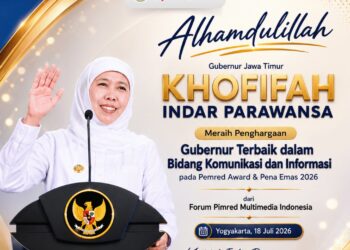 Gubernur Khofifah raih penghargaan Pimred Award 2026 kategori Komunikasi dan Informasi Publik