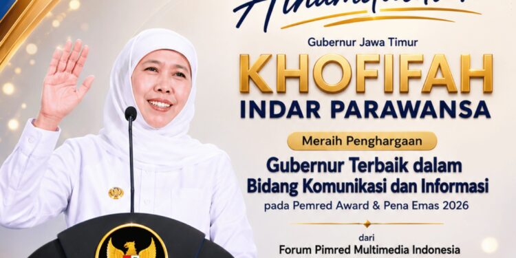 Gubernur Khofifah raih penghargaan Pimred Award 2026 kategori Komunikasi dan Informasi Publik